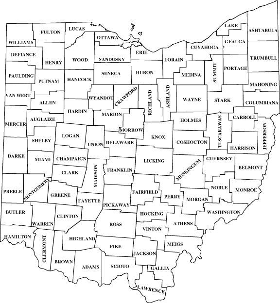 Image result for ohio with list of counties